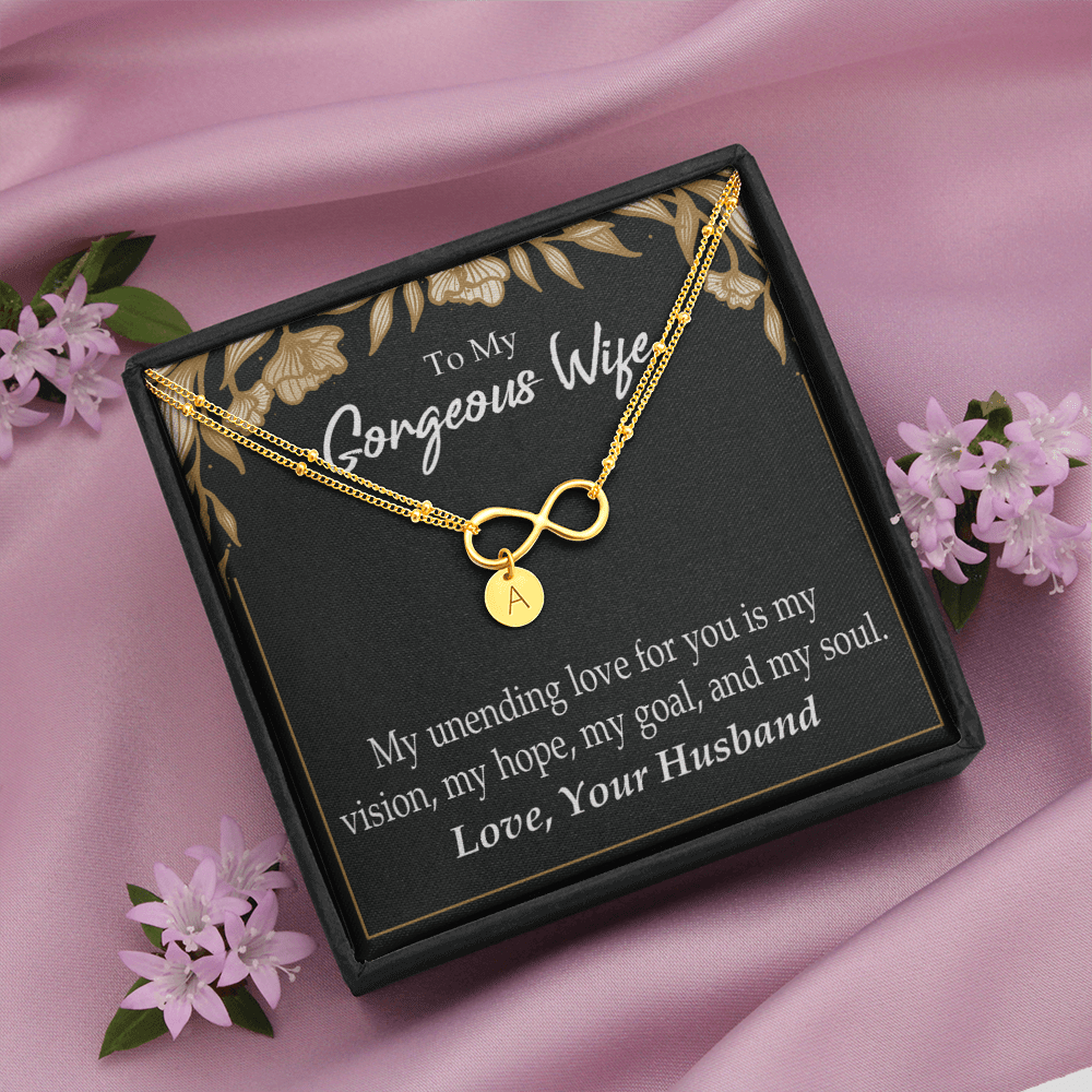 To My Wife My Unending Love For You Infinity Bracelet With Initial Charms - Infinity Bracelet