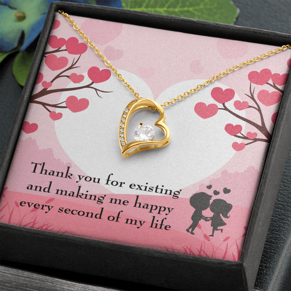 To My Wife Girlfriend You Make Me Happy Message Card Forever Necklace - Forever Love Necklace Gift Idea For Woman
