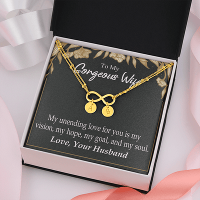 To My Wife My Unending Love For You Infinity Bracelet With Initial Charms - Infinity Bracelet