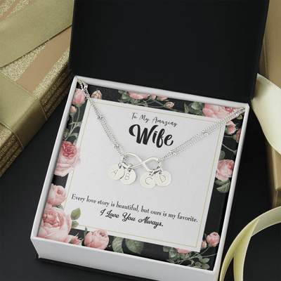 To My Wife Our Story Infinity Bracelet With Initial Charms - Infinity Bracelet