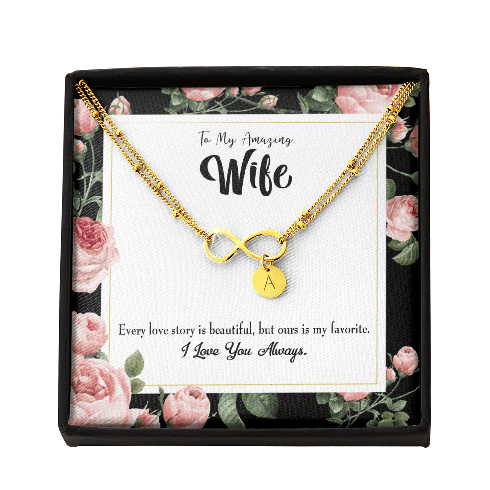 To My Wife Our Story Infinity Bracelet With Initial Charms - Infinity Bracelet