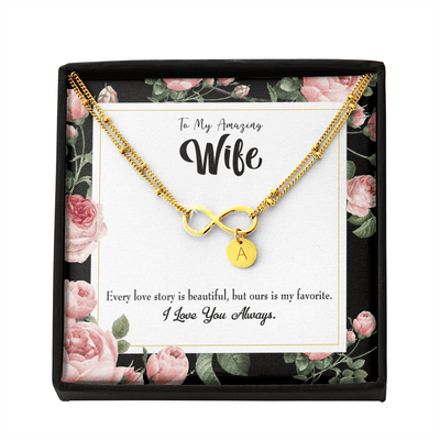 To My Wife Our Story Infinity Bracelet With Initial Charms - Infinity Bracelet