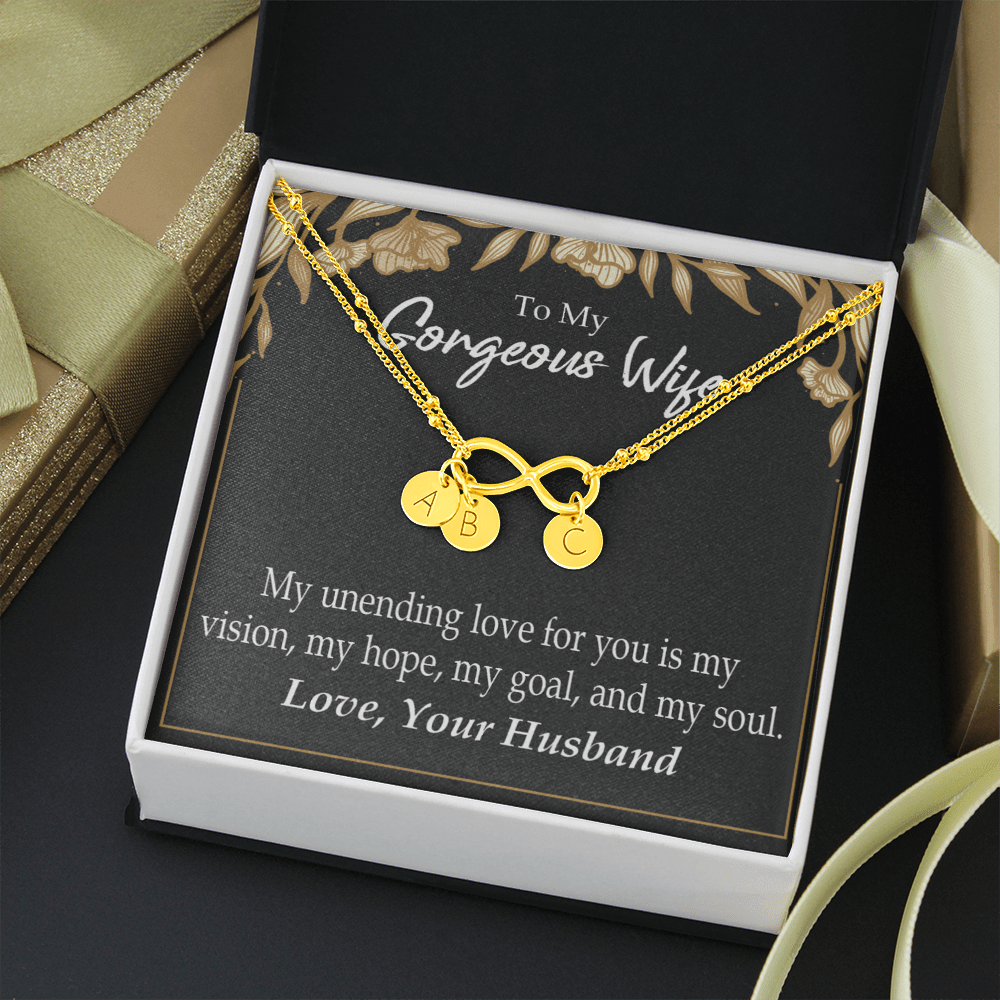 To My Wife My Unending Love For You Infinity Bracelet With Initial Charms - Infinity Bracelet