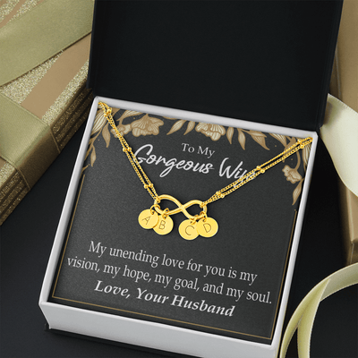 To My Wife My Unending Love For You Infinity Bracelet With Initial Charms - Infinity Bracelet