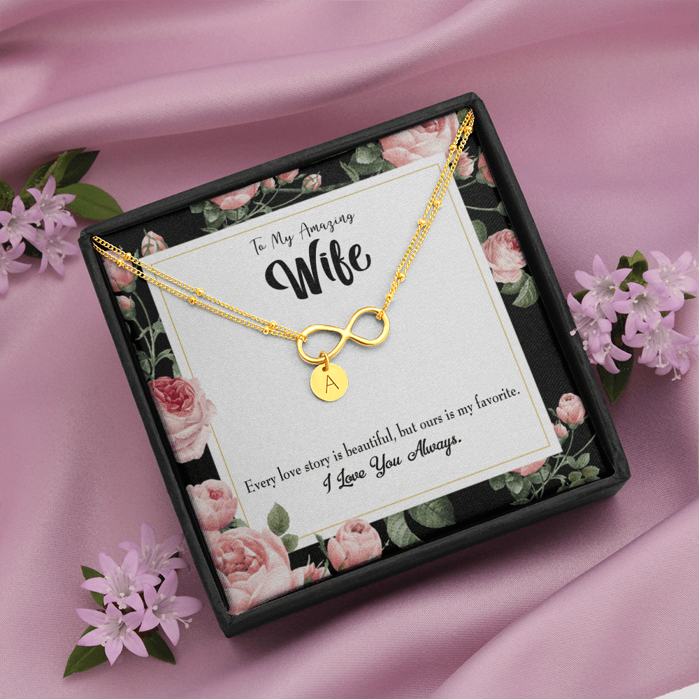 To My Wife Our Story Infinity Bracelet With Initial Charms - Infinity Bracelet
