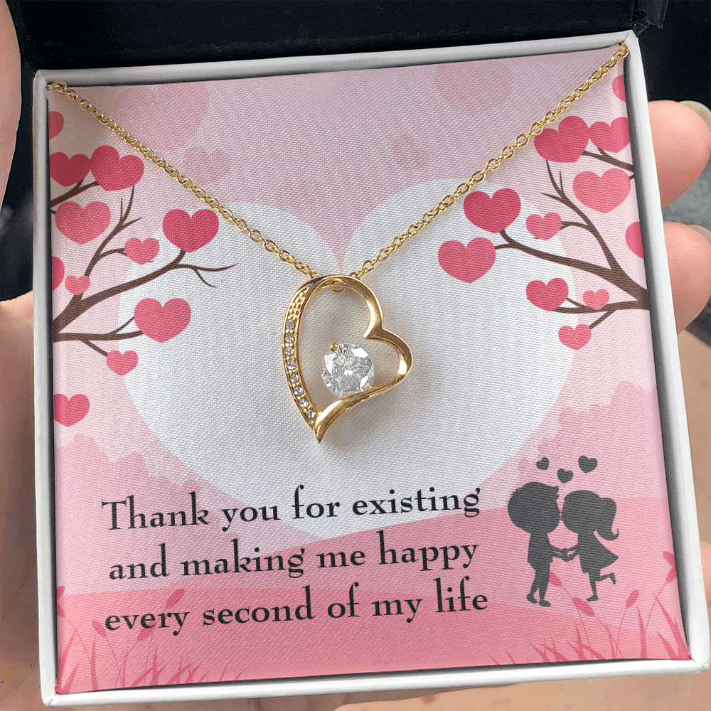 To My Wife Girlfriend You Make Me Happy Message Card Forever Necklace - Forever Love Necklace Gift Idea For Woman