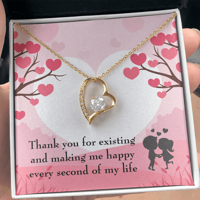 To My Wife Girlfriend You Make Me Happy Message Card Forever Necklace - Forever Love Necklace Gift Idea For Woman
