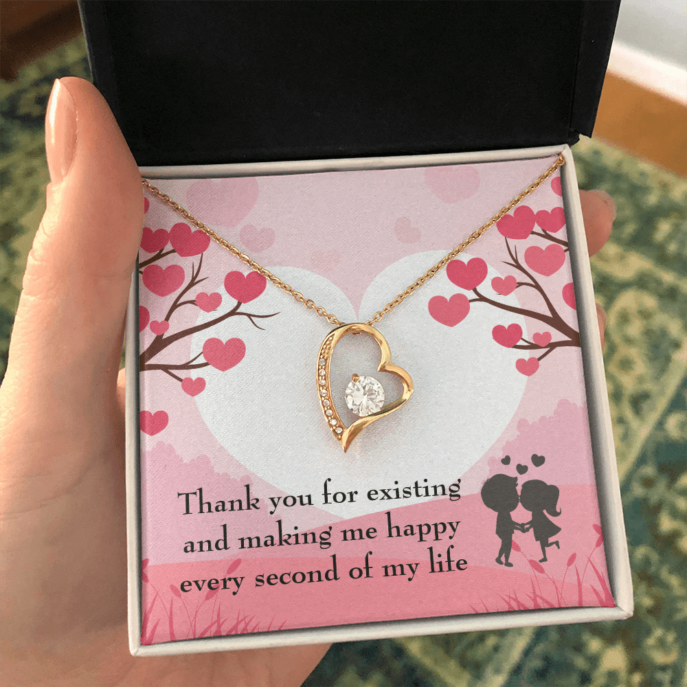 To My Wife Girlfriend You Make Me Happy Message Card Forever Necklace - Forever Love Necklace Gift Idea For Woman
