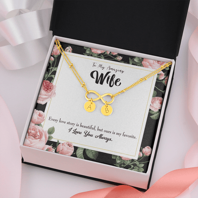 To My Wife Our Story Infinity Bracelet With Initial Charms - Infinity Bracelet