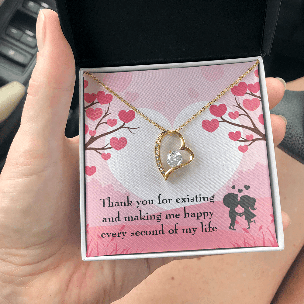 To My Wife Girlfriend You Make Me Happy Message Card Forever Necklace - Forever Love Necklace Gift Idea For Woman