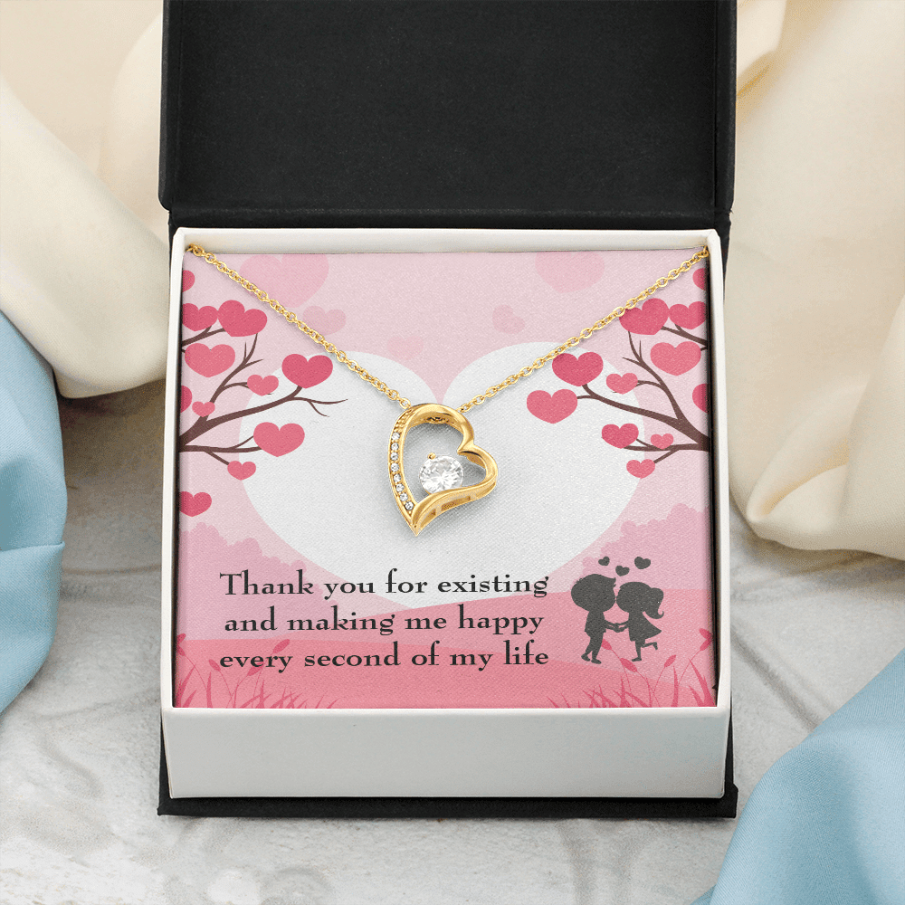 To My Wife Girlfriend You Make Me Happy Message Card Forever Necklace - Forever Love Necklace Gift Idea For Woman
