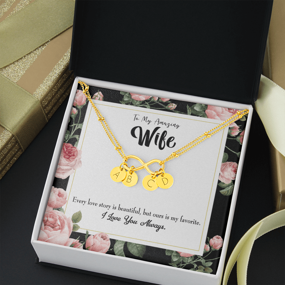 To My Wife Our Story Infinity Bracelet With Initial Charms - Infinity Bracelet