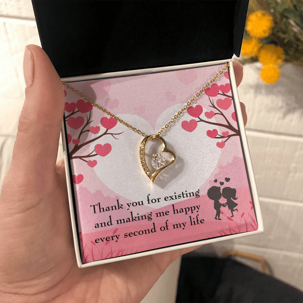 To My Wife Girlfriend You Make Me Happy Message Card Forever Necklace - Forever Love Necklace Gift Idea For Woman