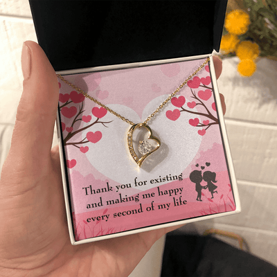 To My Wife Girlfriend You Make Me Happy Message Card Forever Necklace - Forever Love Necklace Gift Idea For Woman
