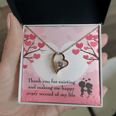 To My Wife Girlfriend You Make Me Happy Message Card Forever Necklace - Forever Love Necklace Gift Idea For Woman
