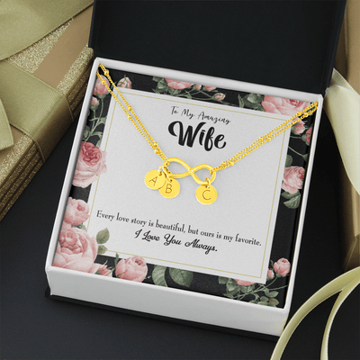 To My Wife Our Story Infinity Bracelet With Initial Charms - Infinity Bracelet