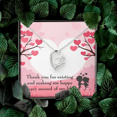 To My Wife Girlfriend You Make Me Happy Message Card Forever Necklace - Forever Love Necklace Gift Idea For Woman