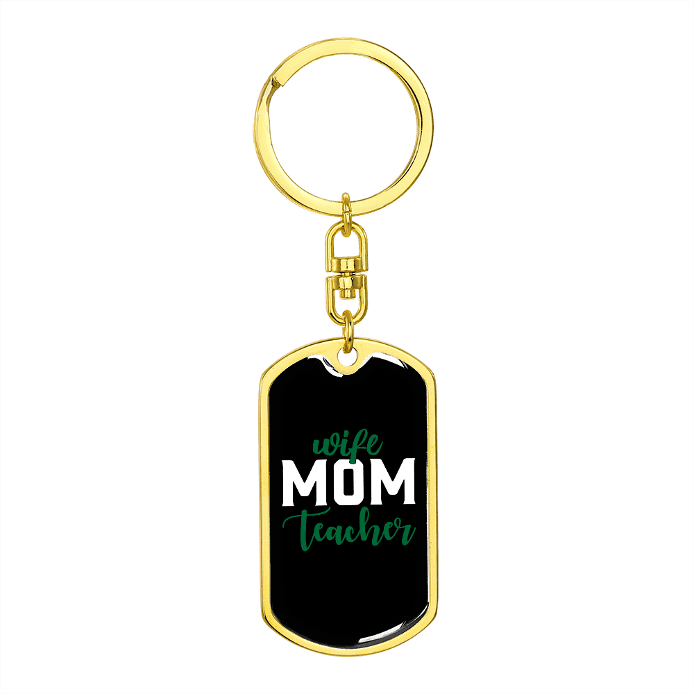 To My Wife  Wife Mom Teacher Keychain Stainless Steel or 18k Gold Dog Tag Keyring - Dog Tag with Swivel Keychain