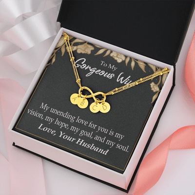 To My Wife My Unending Love For You Infinity Bracelet With Initial Charms - Infinity Bracelet