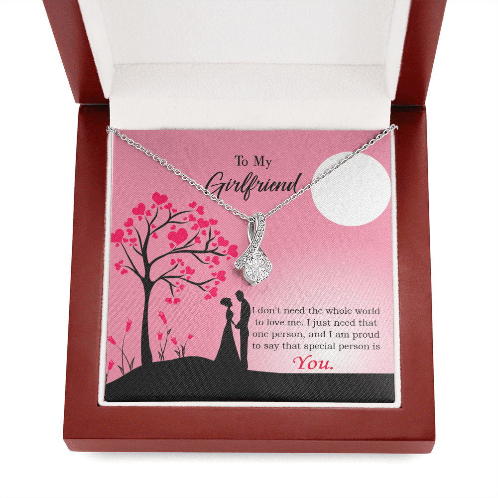 Girlfriend Gift Special Person Eternity Ribbon Stone Pendant 14K White Gold Stainless Steel Jewelry Gift  - Alluring Beauty Necklace Gift For Her