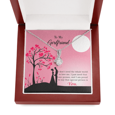 Girlfriend Gift Special Person Eternity Ribbon Stone Pendant 14K White Gold Stainless Steel Jewelry Gift  - Alluring Beauty Necklace Gift For Her