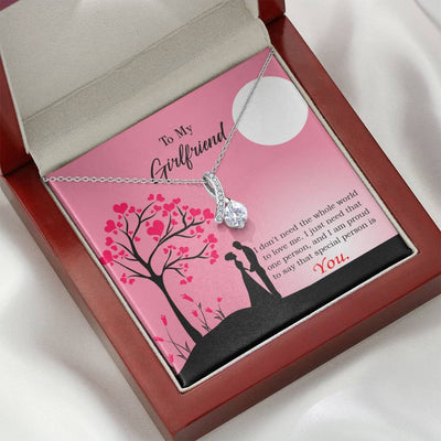 Girlfriend Gift Special Person Eternity Ribbon Stone Pendant 14K White Gold Stainless Steel Jewelry Gift  - Alluring Beauty Necklace Gift For Her
