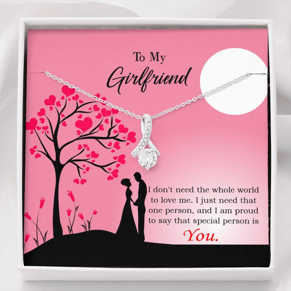 Girlfriend Gift Special Person Eternity Ribbon Stone Pendant 14K White Gold Stainless Steel Jewelry Gift  - Alluring Beauty Necklace Gift For Her