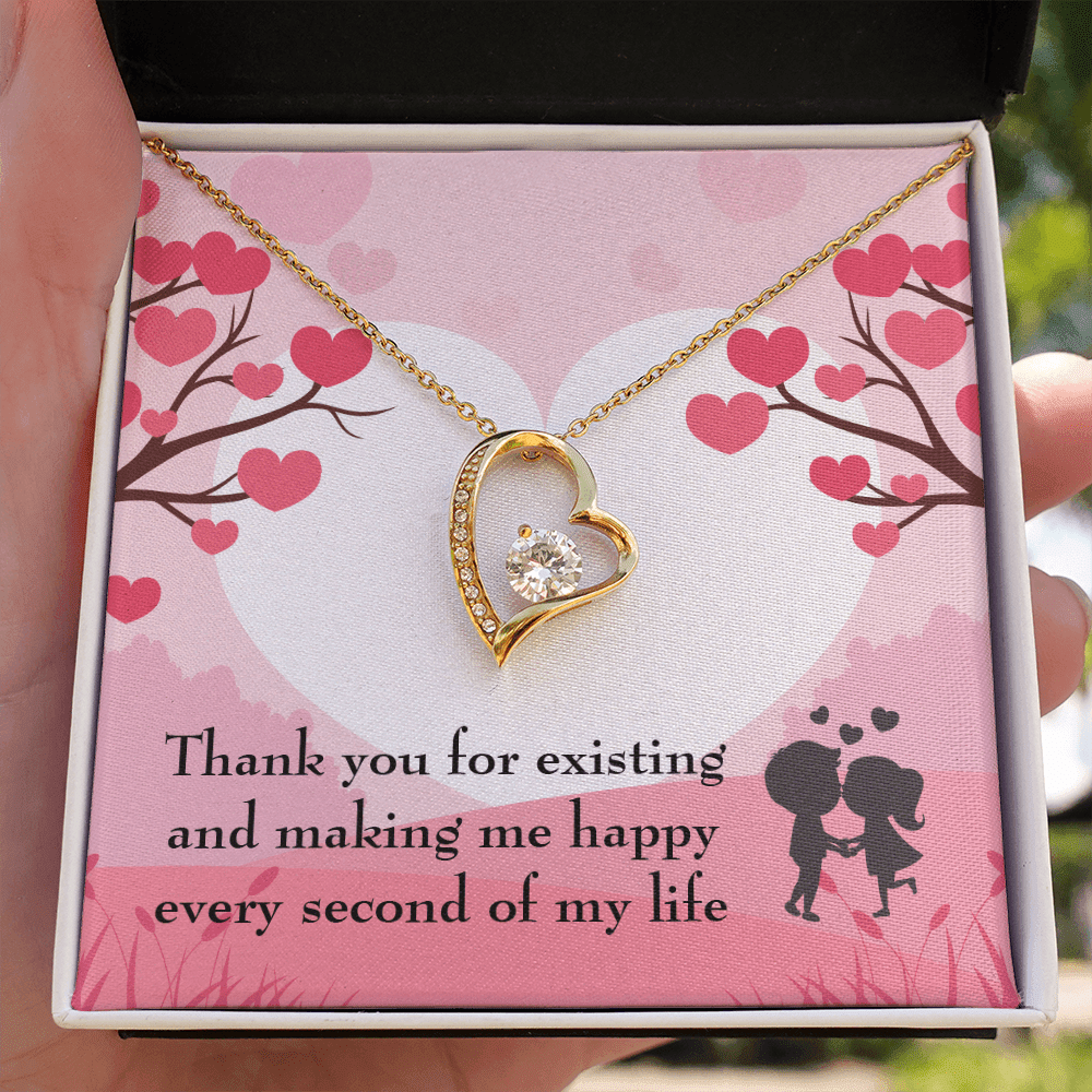 To My Wife Girlfriend You Make Me Happy Message Card Forever Necklace - Forever Love Necklace Gift Idea For Woman