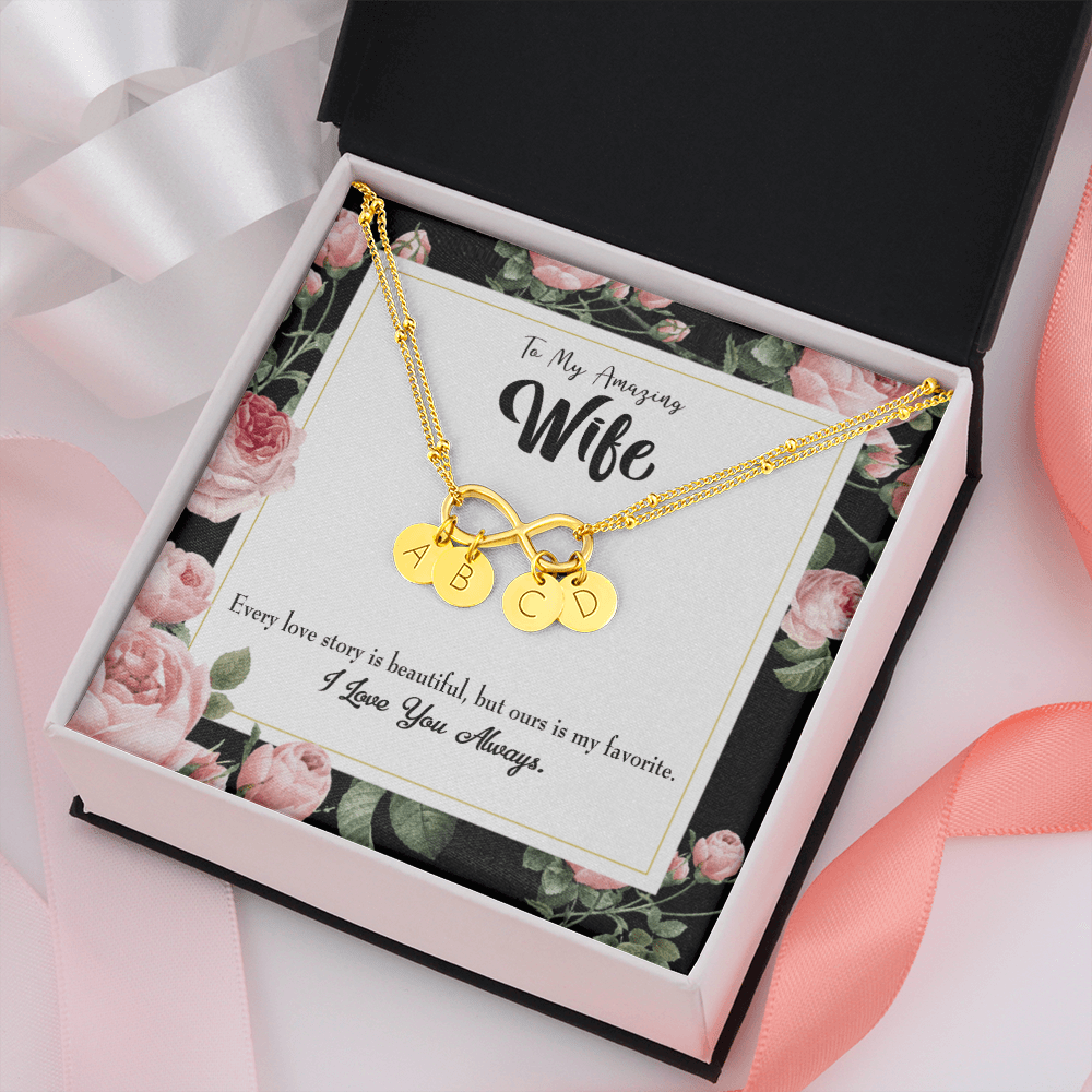 To My Wife Our Story Infinity Bracelet With Initial Charms - Infinity Bracelet