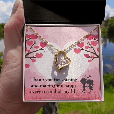 To My Wife Girlfriend You Make Me Happy Message Card Forever Necklace - Forever Love Necklace Gift Idea For Woman