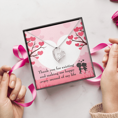 To My Wife Girlfriend You Make Me Happy Message Card Forever Necklace - Forever Love Necklace Gift Idea For Woman