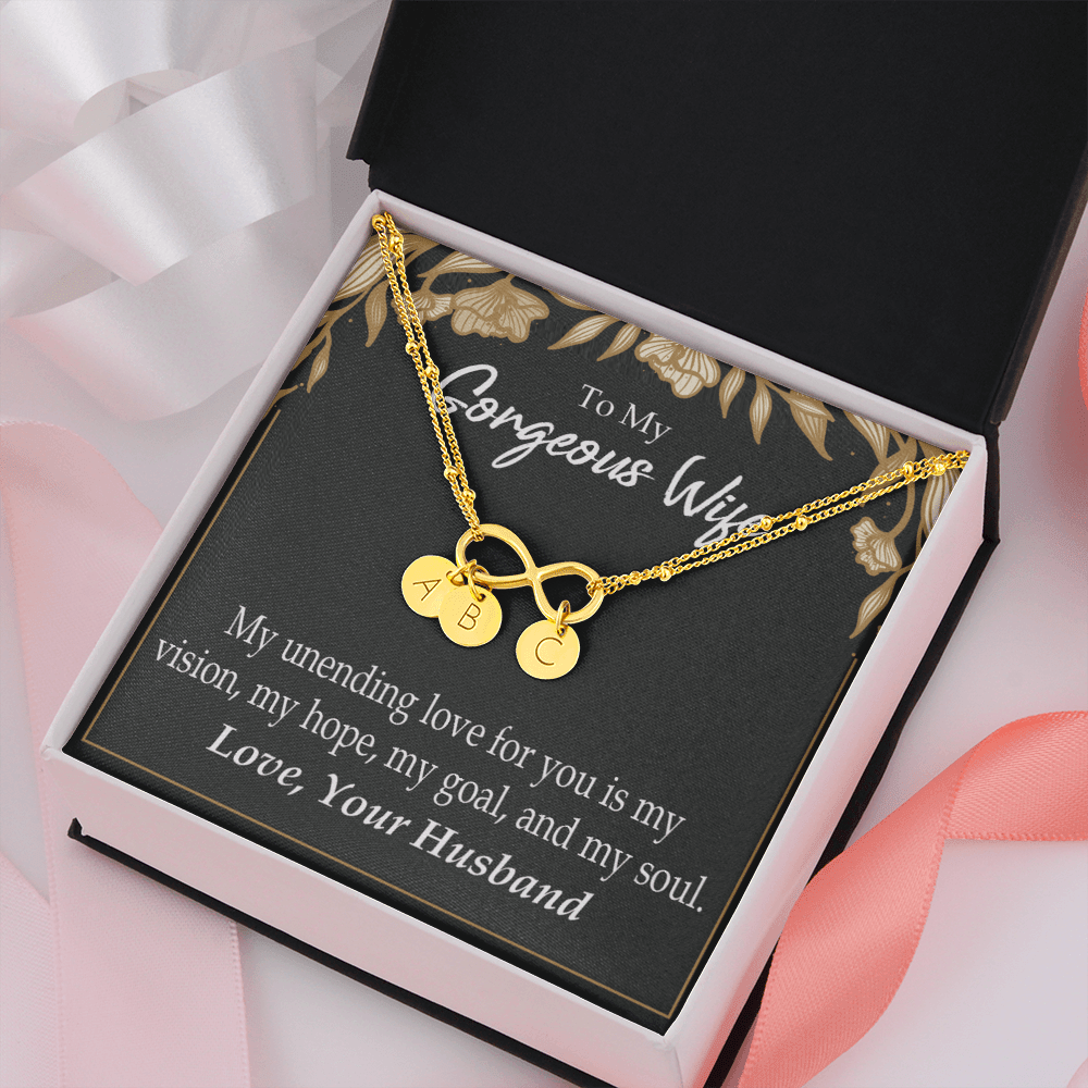 To My Wife My Unending Love For You Infinity Bracelet With Initial Charms - Infinity Bracelet
