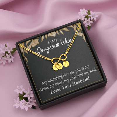To My Wife My Unending Love For You Infinity Bracelet With Initial Charms - Infinity Bracelet