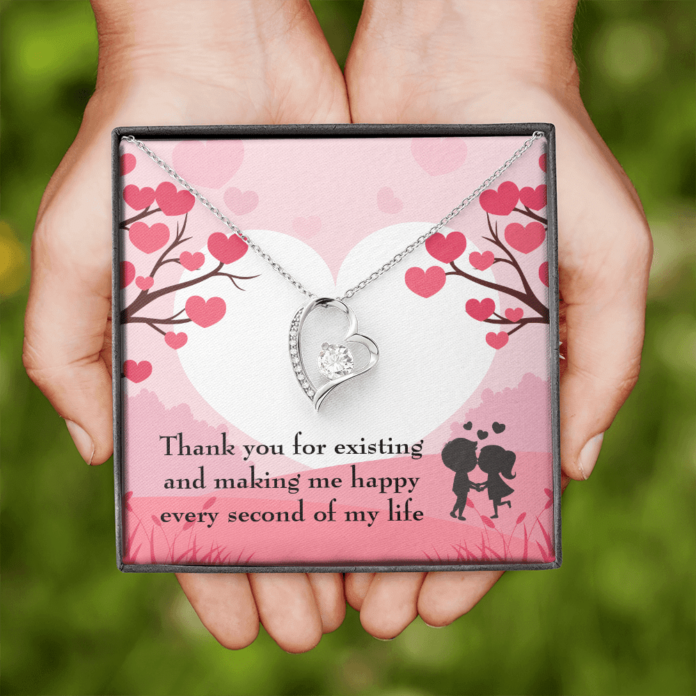 To My Wife Girlfriend You Make Me Happy Message Card Forever Necklace - Forever Love Necklace Gift Idea For Woman