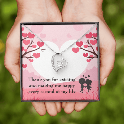 To My Wife Girlfriend You Make Me Happy Message Card Forever Necklace - Forever Love Necklace Gift Idea For Woman