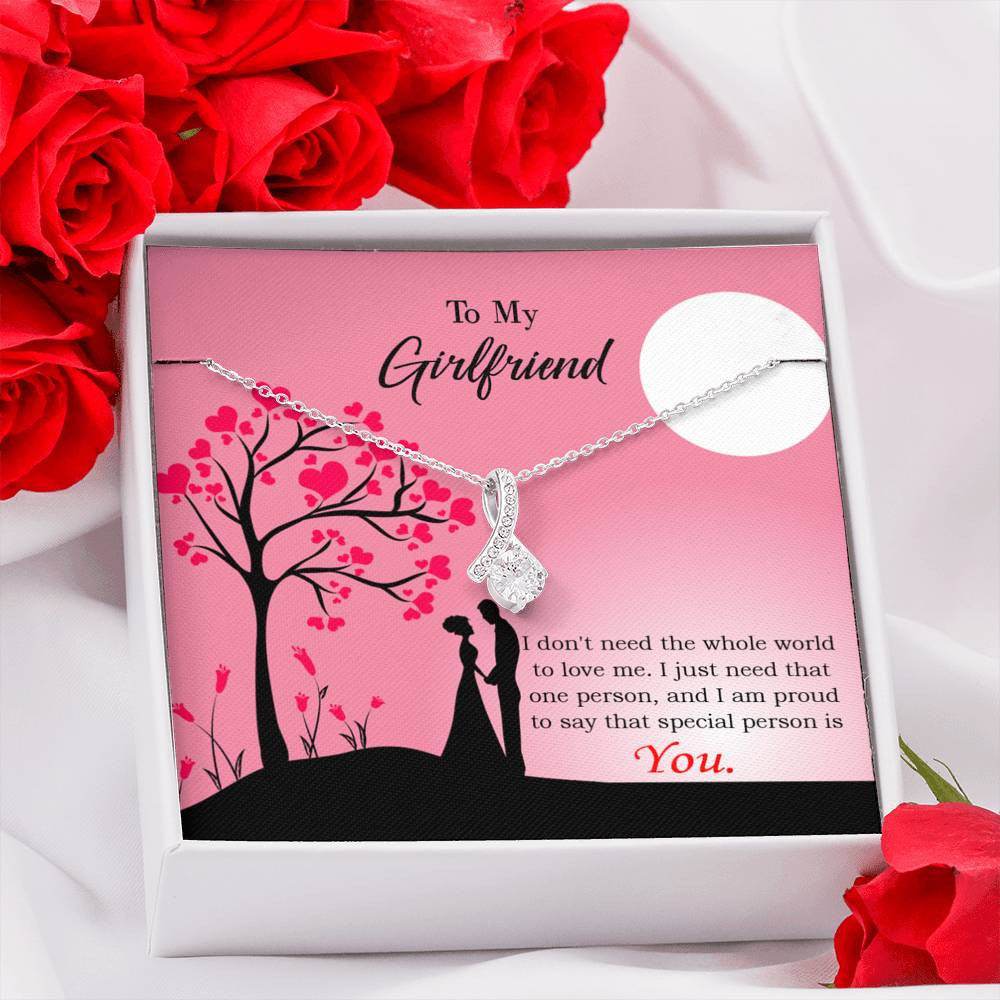 Girlfriend Gift Special Person Eternity Ribbon Stone Pendant 14K White Gold Stainless Steel Jewelry Gift  - Alluring Beauty Necklace Gift For Her