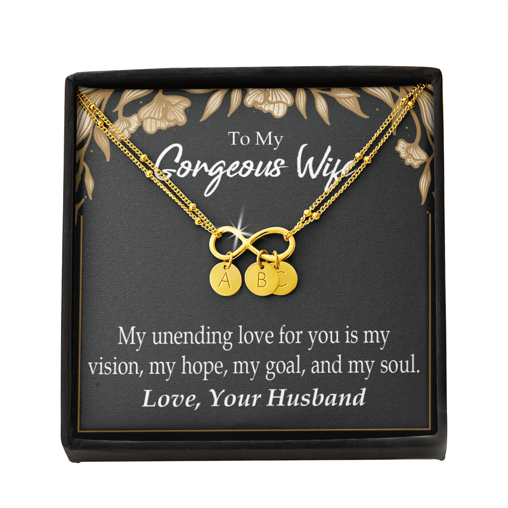 To My Wife My Unending Love For You Infinity Bracelet With Initial Charms - Infinity Bracelet