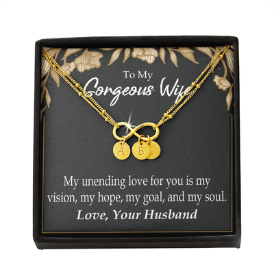 To My Wife My Unending Love For You Infinity Bracelet With Initial Charms - Infinity Bracelet