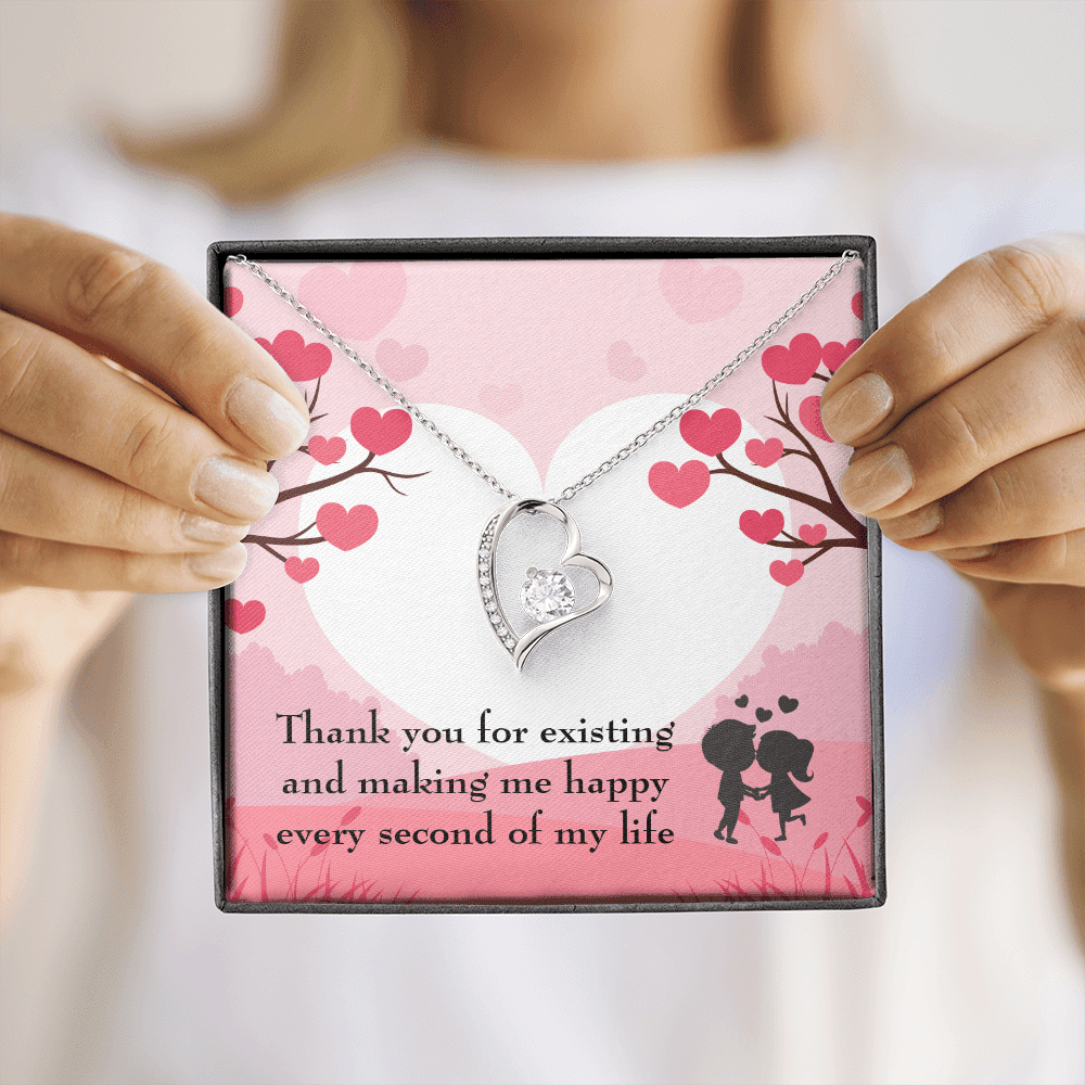 To My Wife Girlfriend You Make Me Happy Message Card Forever Necklace - Forever Love Necklace Gift Idea For Woman