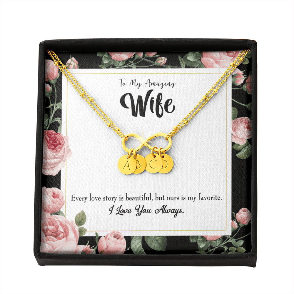 To My Wife Our Story Infinity Bracelet With Initial Charms - Infinity Bracelet