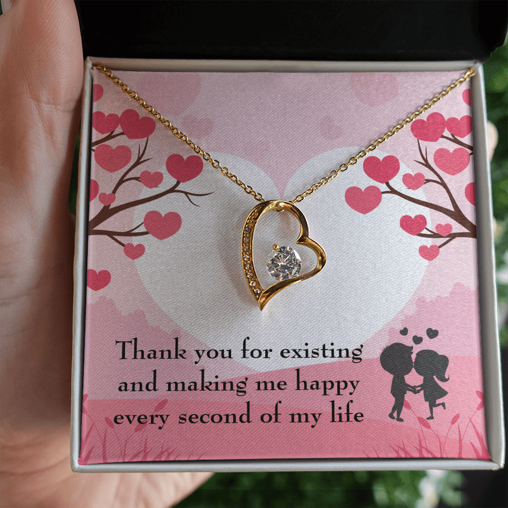 To My Wife Girlfriend You Make Me Happy Message Card Forever Necklace - Forever Love Necklace Gift Idea For Woman