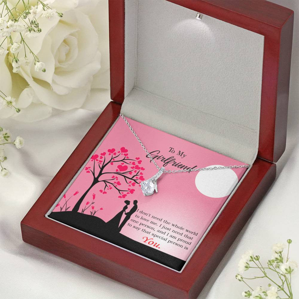 Girlfriend Gift Special Person Eternity Ribbon Stone Pendant 14K White Gold Stainless Steel Jewelry Gift  - Alluring Beauty Necklace Gift For Her