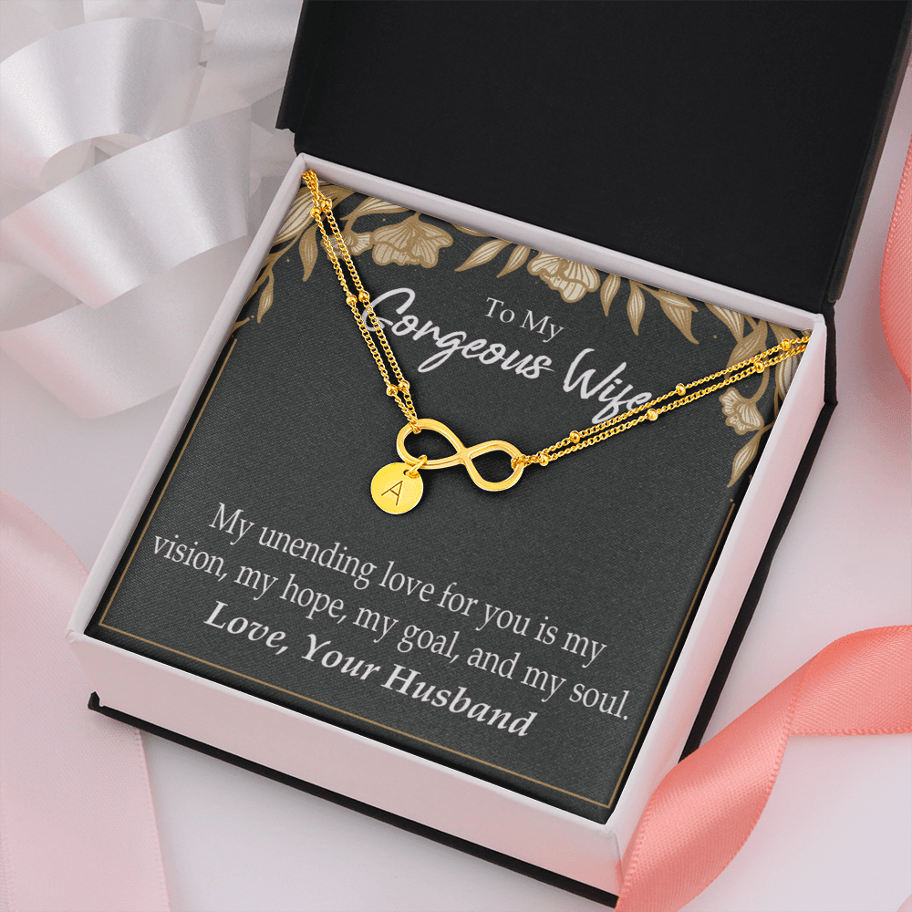 To My Wife My Unending Love For You Infinity Bracelet With Initial Charms - Infinity Bracelet