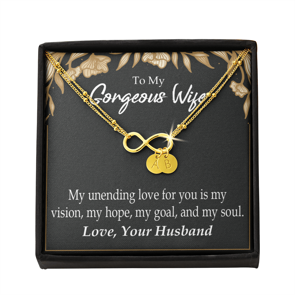 To My Wife My Unending Love For You Infinity Bracelet With Initial Charms - Infinity Bracelet