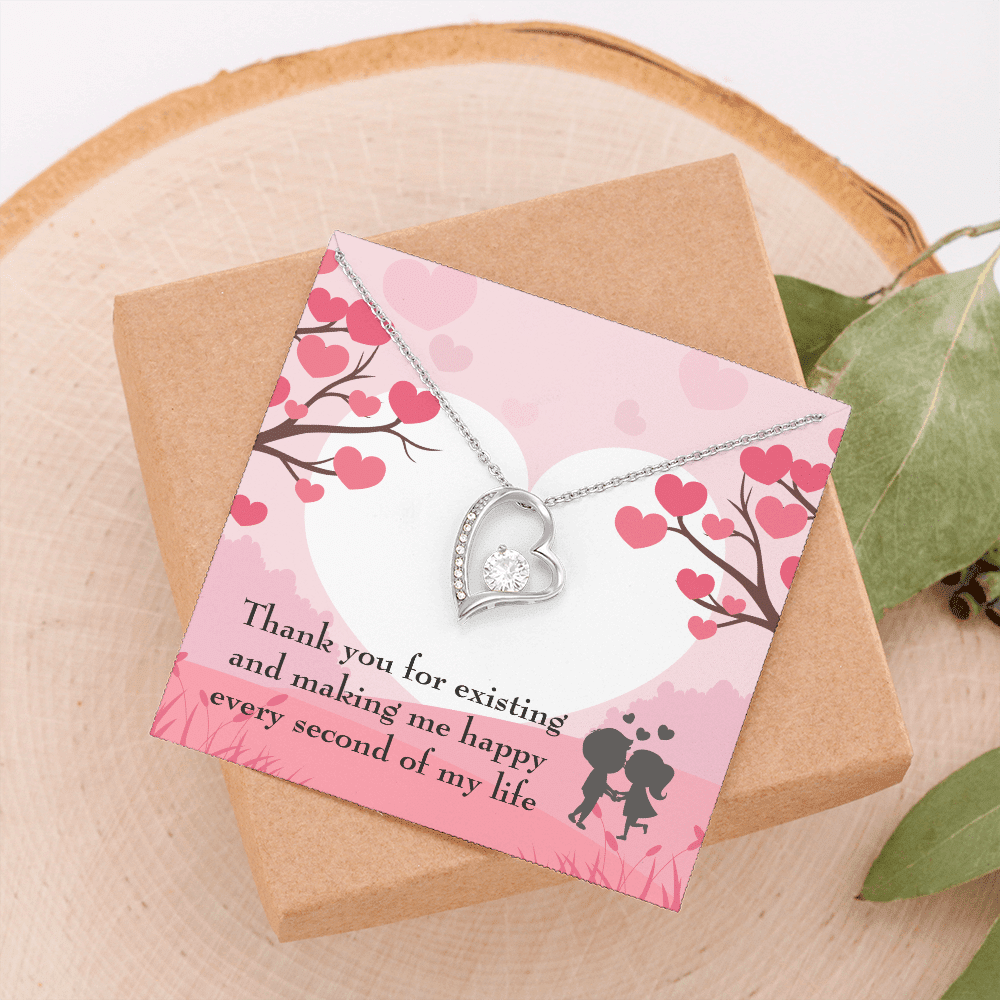 To My Wife Girlfriend You Make Me Happy Message Card Forever Necklace - Forever Love Necklace Gift Idea For Woman