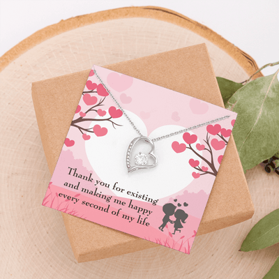 To My Wife Girlfriend You Make Me Happy Message Card Forever Necklace - Forever Love Necklace Gift Idea For Woman