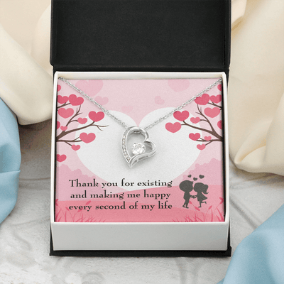 To My Wife Girlfriend You Make Me Happy Message Card Forever Necklace - Forever Love Necklace Gift Idea For Woman