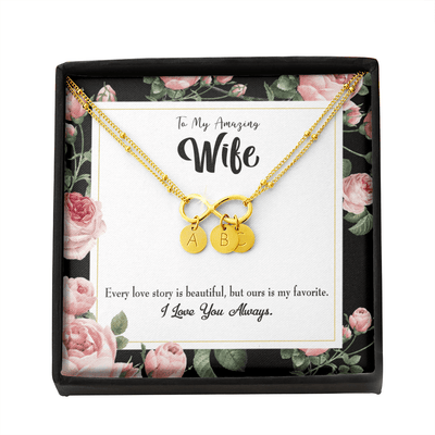 To My Wife Our Story Infinity Bracelet With Initial Charms - Infinity Bracelet