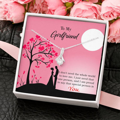 Girlfriend Gift Special Person Eternity Ribbon Stone Pendant 14K White Gold Stainless Steel Jewelry Gift  - Alluring Beauty Necklace Gift For Her