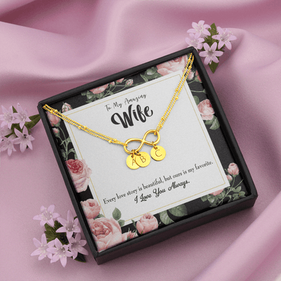 To My Wife Our Story Infinity Bracelet With Initial Charms - Infinity Bracelet